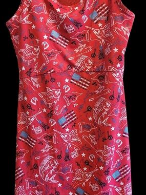 Columbia Red Patriotic Fish Print Tank Dress